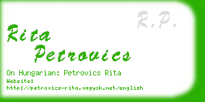 rita petrovics business card